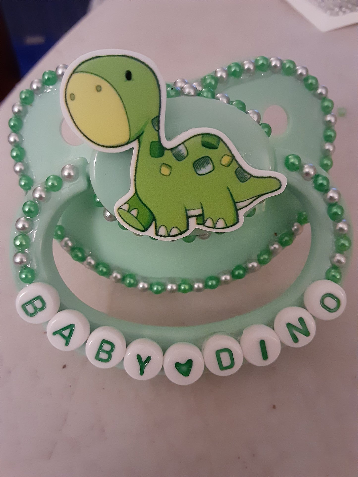 Green Baby Dino Adult Pacifier