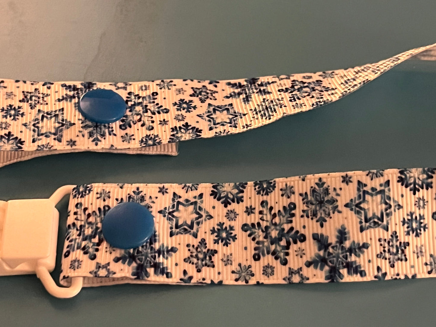Blue & White Snowflake Paci Clip