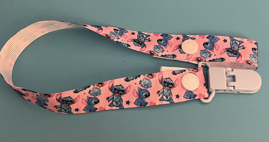 Pink Stitch Paci Clip