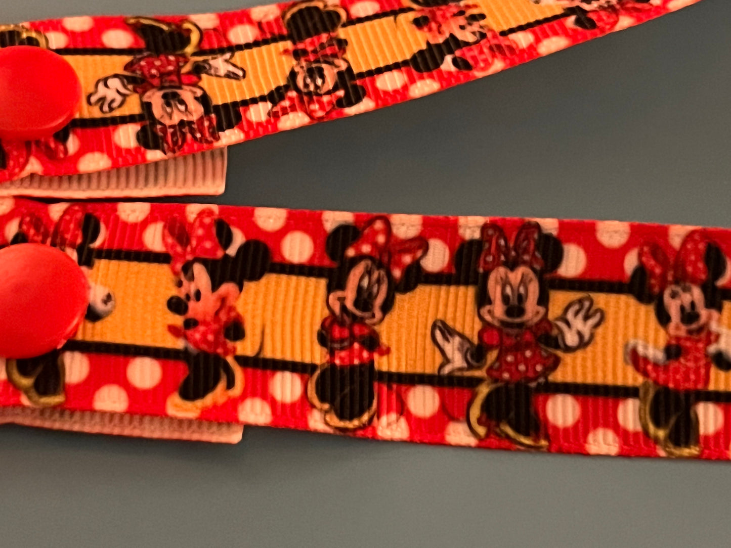 Red & Yellow Minnie Mouse Paci Clip