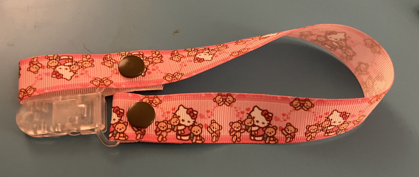 Pink Kitty & Bear Paci Clip